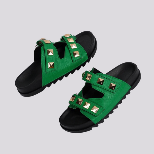 Green Studded Chunky Sandal