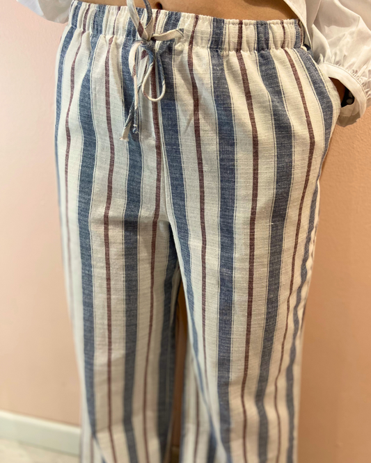 Linen Blue Stripes Pants
