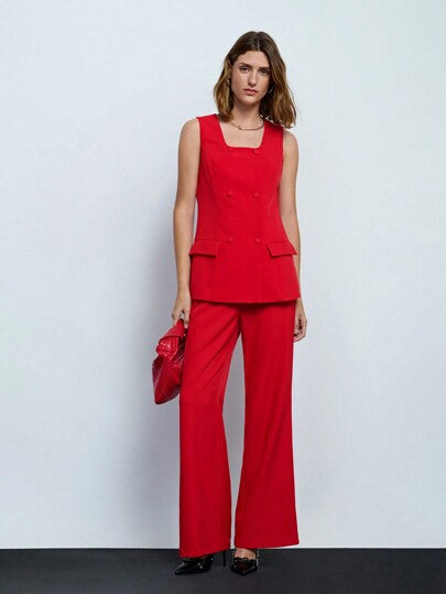 Red Vest & Pant Set