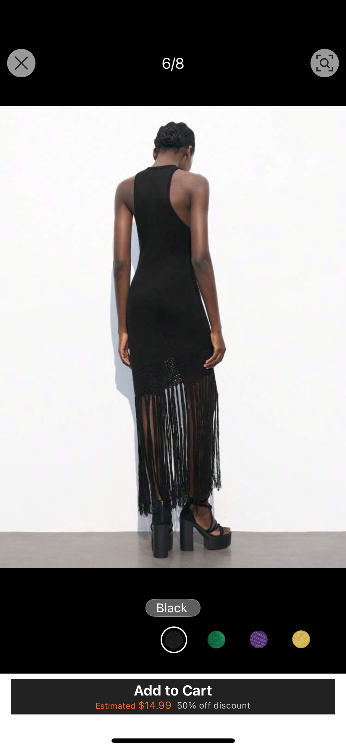 Fringes Black Knit Dress