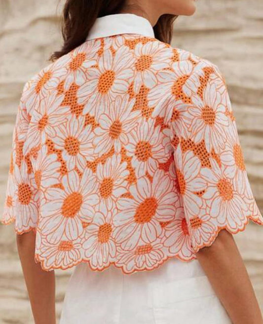 Orange Embroidery Shirt