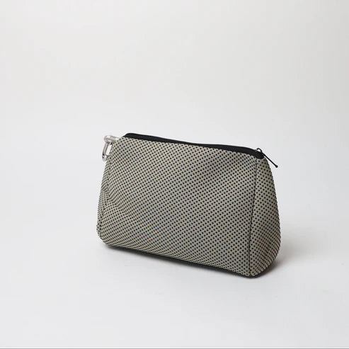 ESSENTIAL POUCH WITH ZIPPER- TAUPE DOTTED