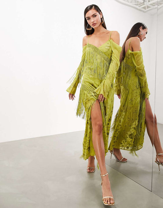 Green Fringes Dress