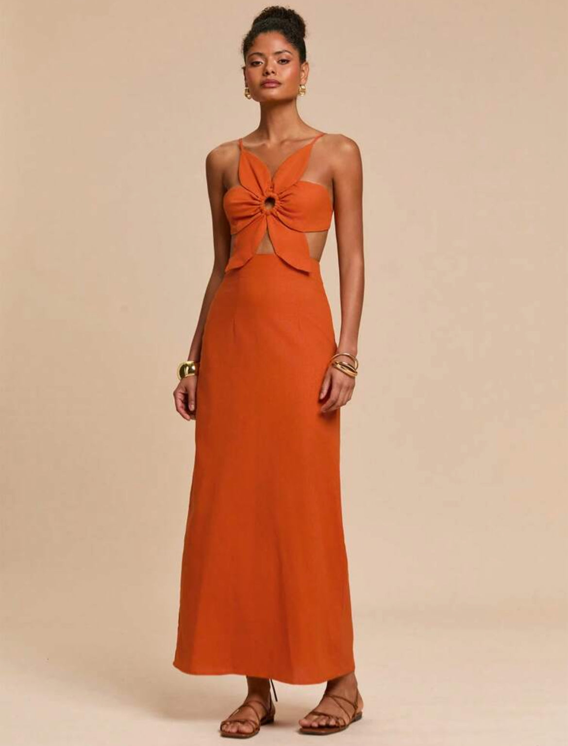 Orange Cut Off Dress