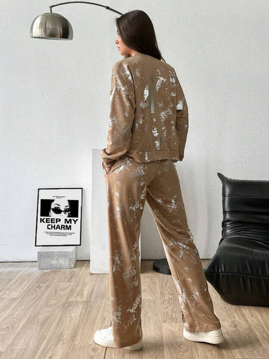 Brown - Silver Sparkle Pant  Set