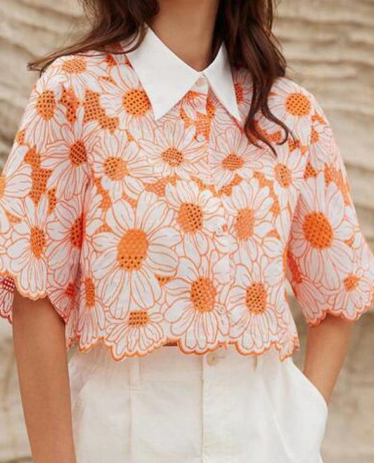 Orange Embroidery Shirt