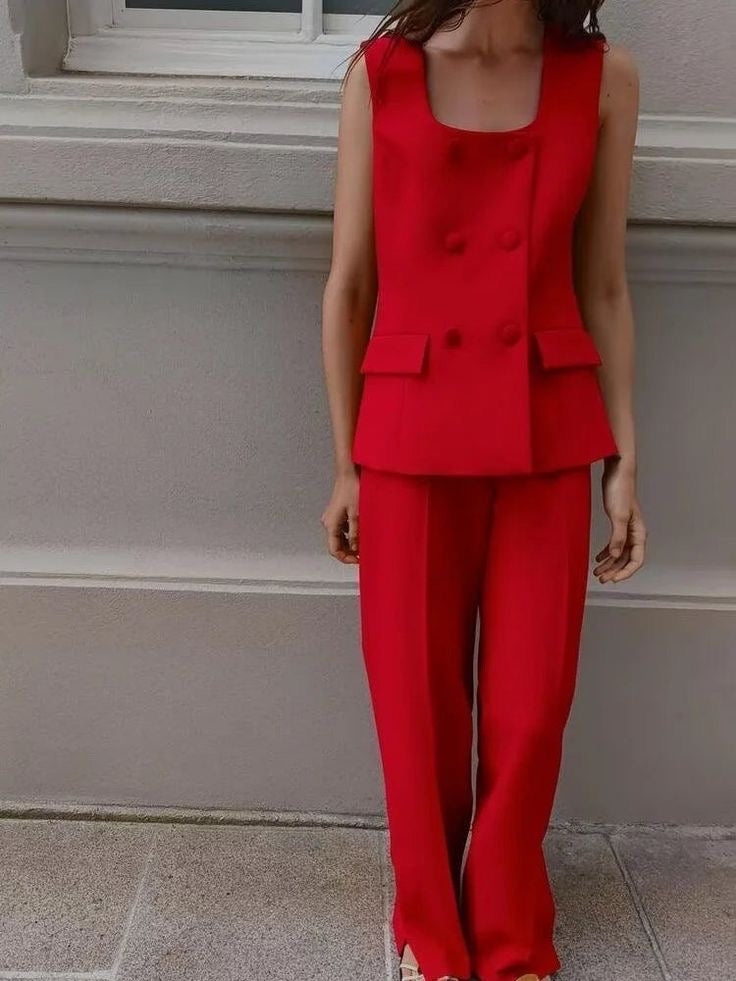 Red Vest & Pant Set