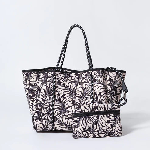 EVERYDAY TOTE BAG - PALMS DREAMS BLACK