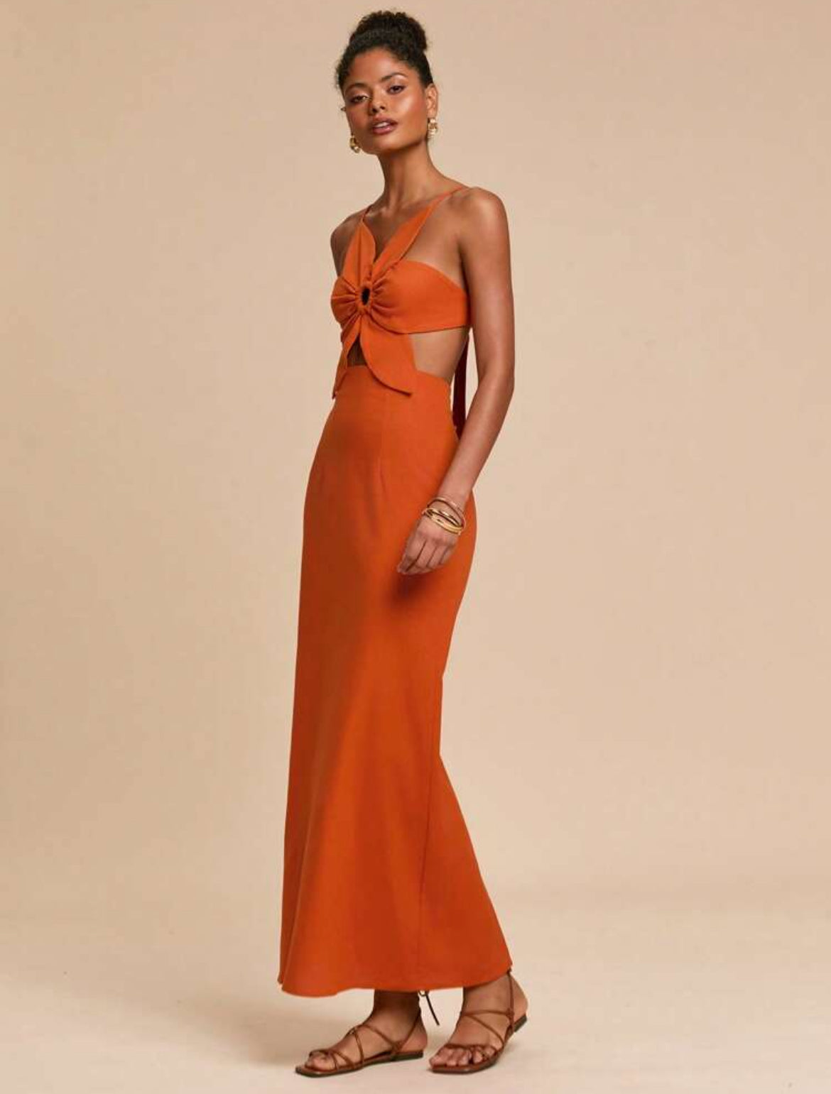 Orange Cut Off Dress