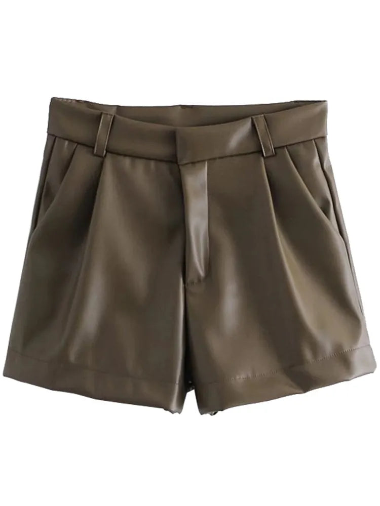 Olive Leather Short