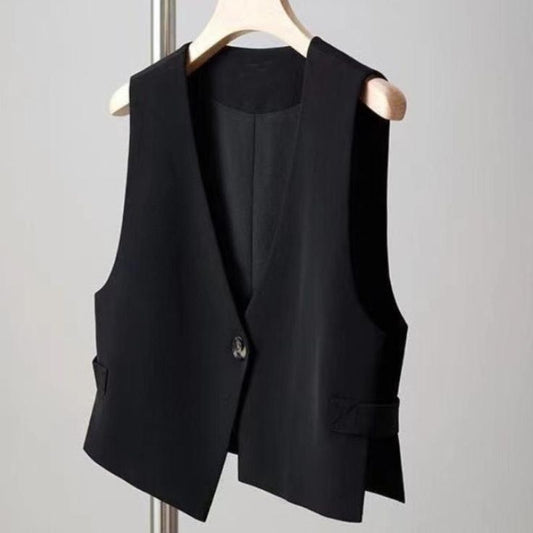 Black Single Button Vest