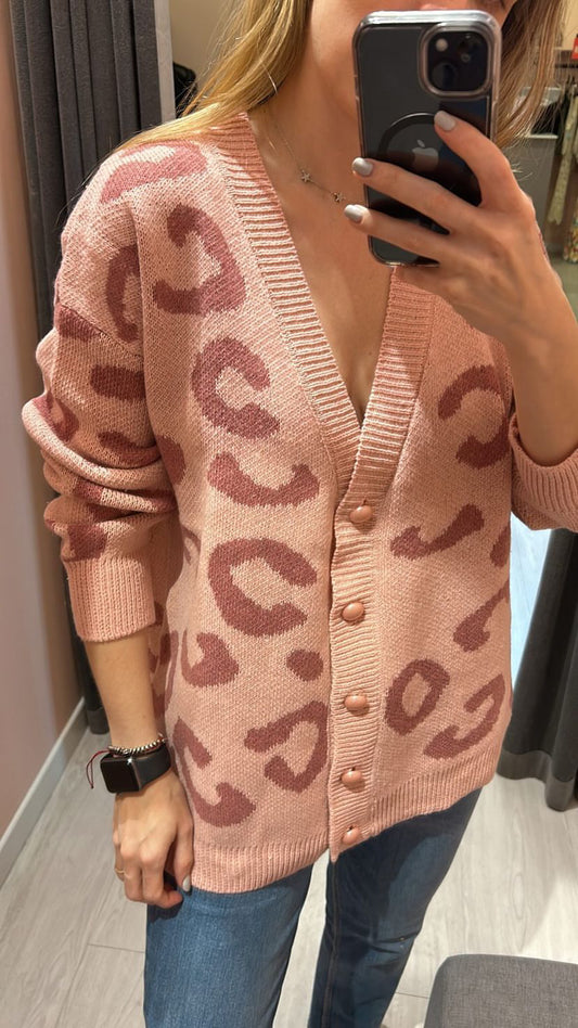 Pink Leopard Cardigan