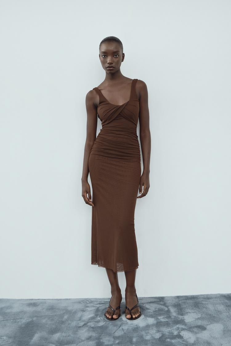 Brown Mesh Dress