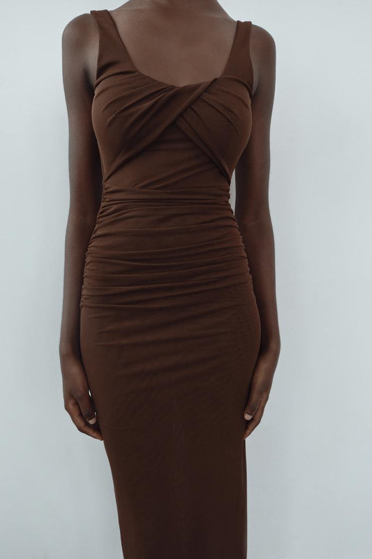 Brown Mesh Dress