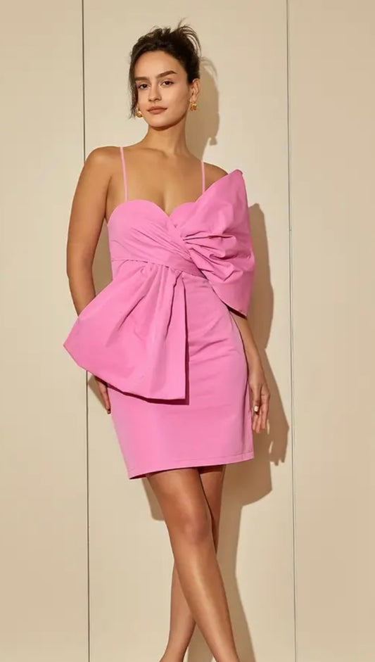 Pink Giant Bow Mini Dress