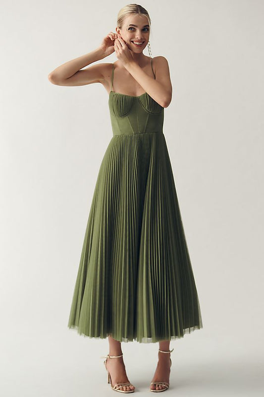 Green Corset Midi Dress