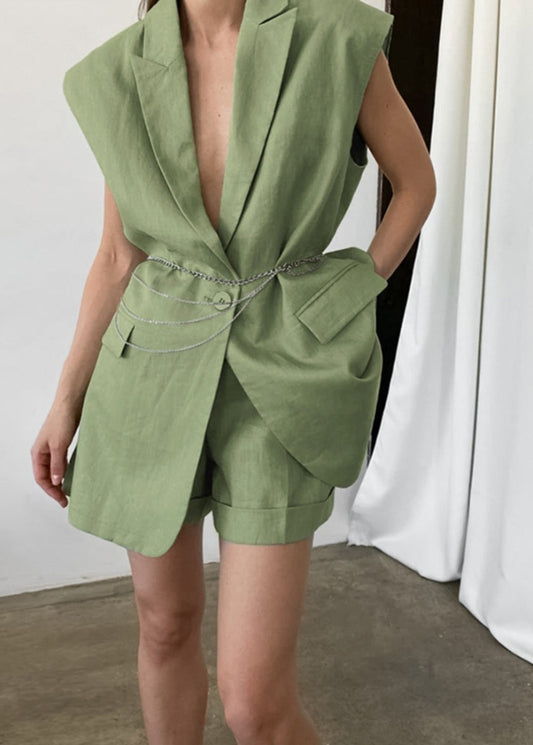 Green Linen Vest