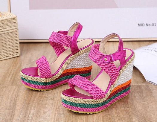 Fuchsia Wedges Sandals