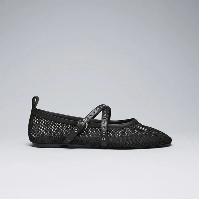 Black Mesh Ballerinas