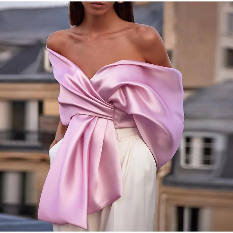 Pink Satin Bow Top