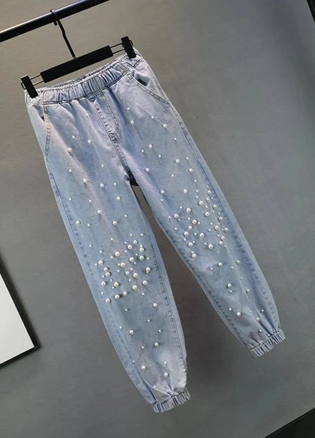 Denim Pearls Jogger