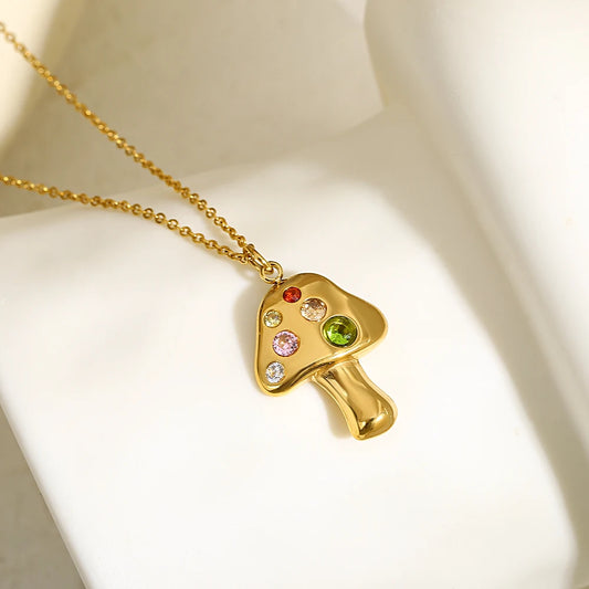 Golden Mushroom Necklace