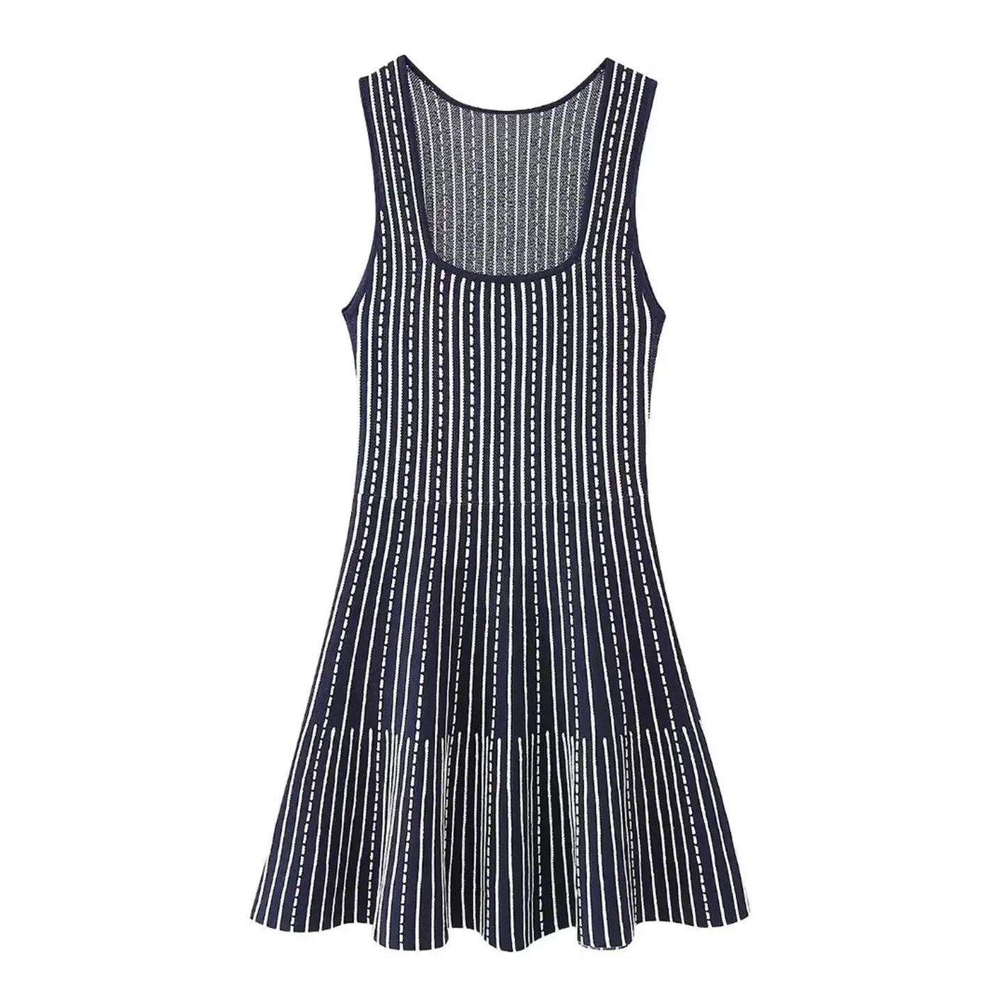 Navy Blue Stripe Knit Dress