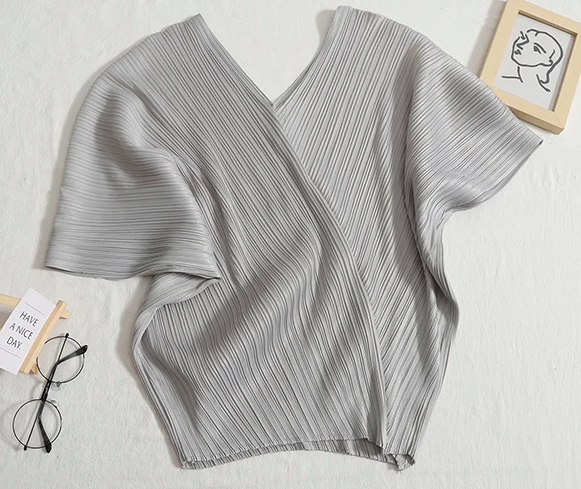 Gray Pleated Top