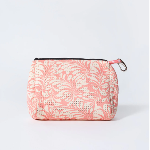 NEOPRENE POUCH WITH ZIPPER - PALMS DREAMS PINK