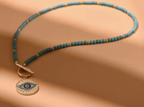 Turquoise Bead Evil- Eye Choker