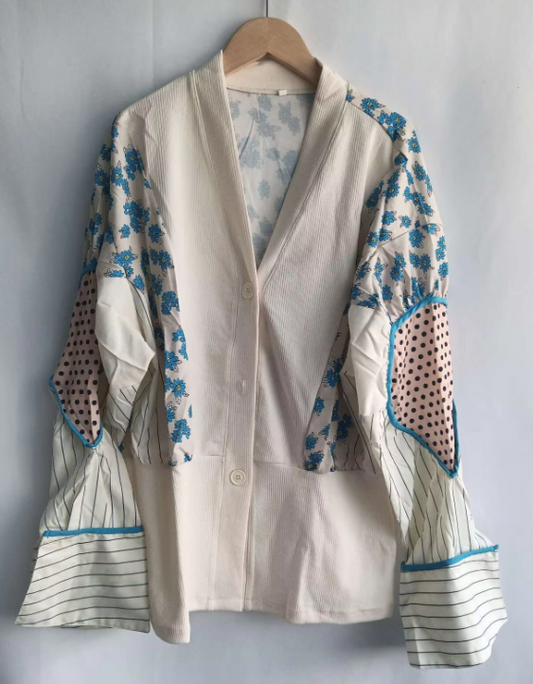 Printed Patchwork Cardigan