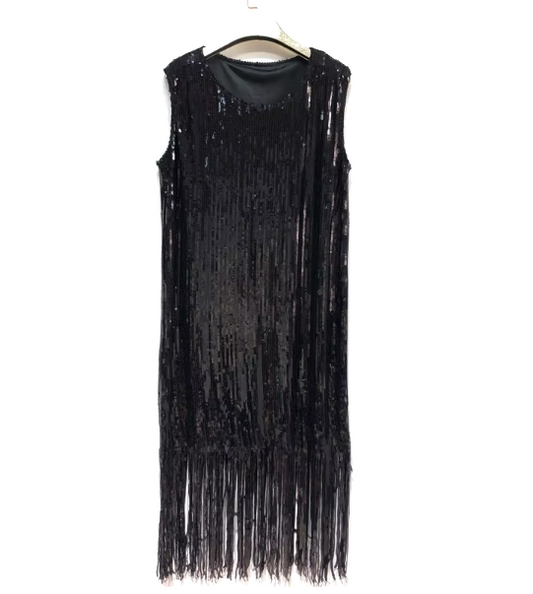 Black Sequins & Fringes Dress