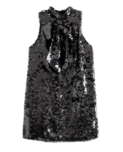 Black Sequins Bow Dress