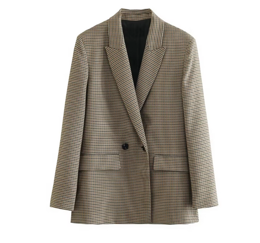 Plaid Double Button Blazer