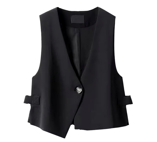 Black Single Button Vest