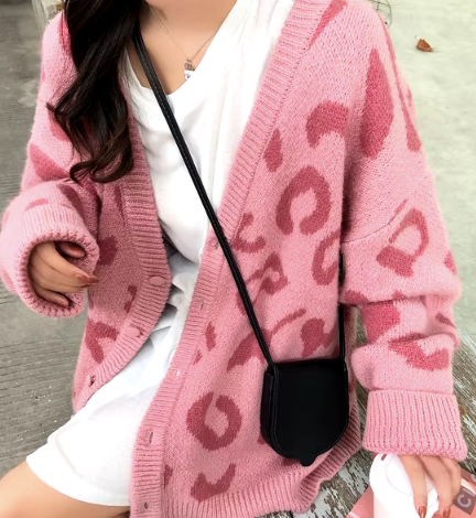 Pink Leopard Cardigan