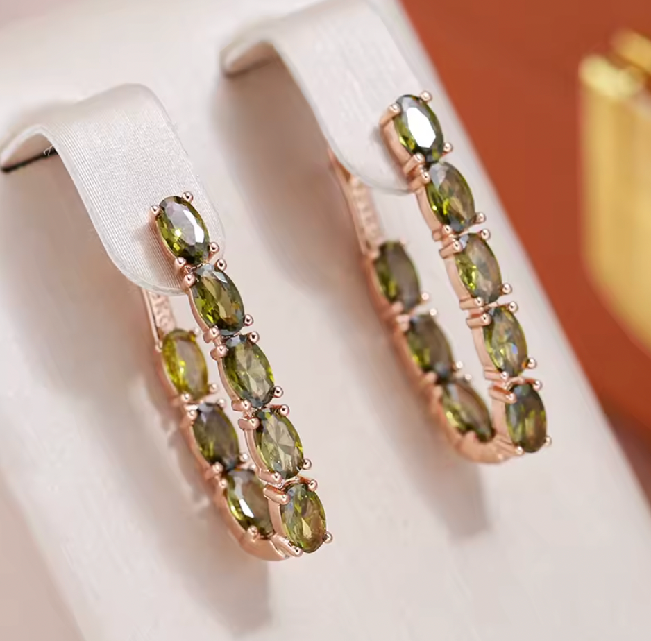 Green Zircon Hoop Earrings