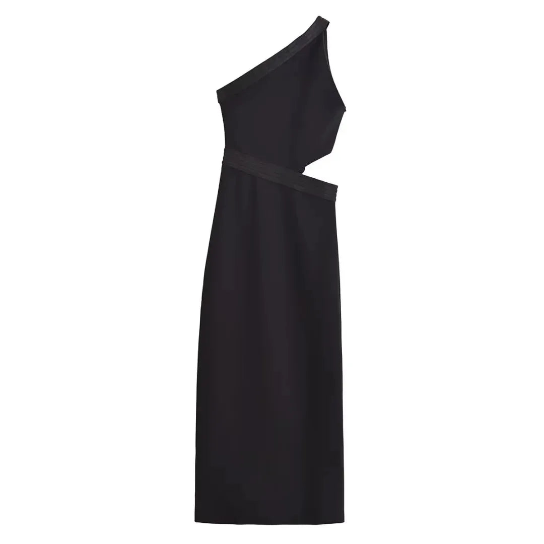 One Shoulder Black Dress