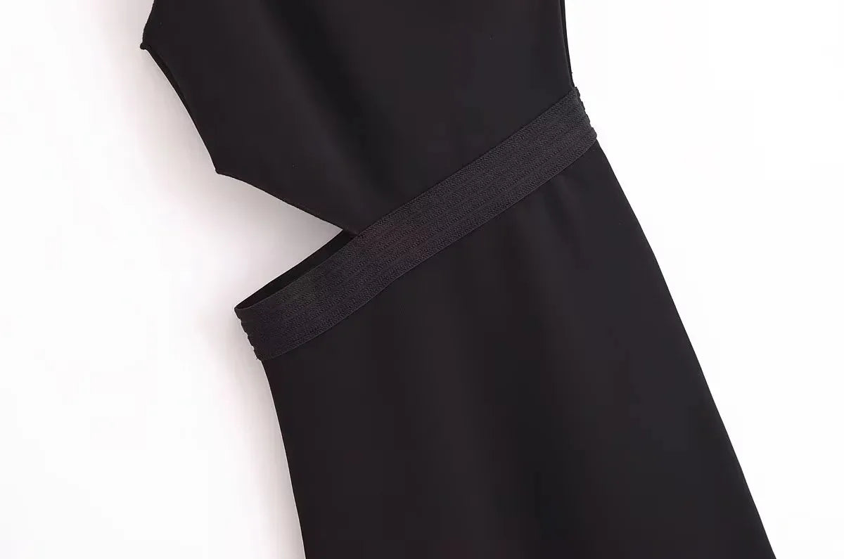 One Shoulder Black Dress