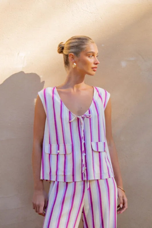 Women Casual Striped 2 Pieces Set