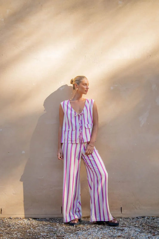 Women Casual Striped 2 Pieces Set