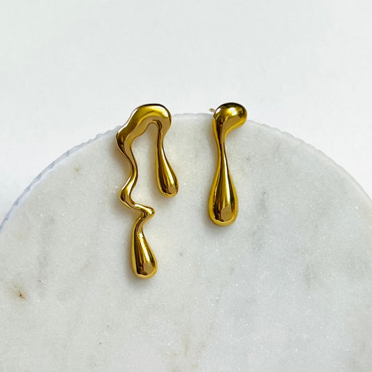 Golden Asymmetric Earrings