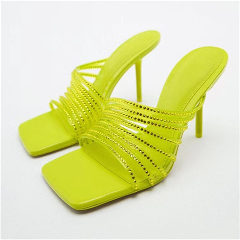 Strappy Neon Yellow Heels