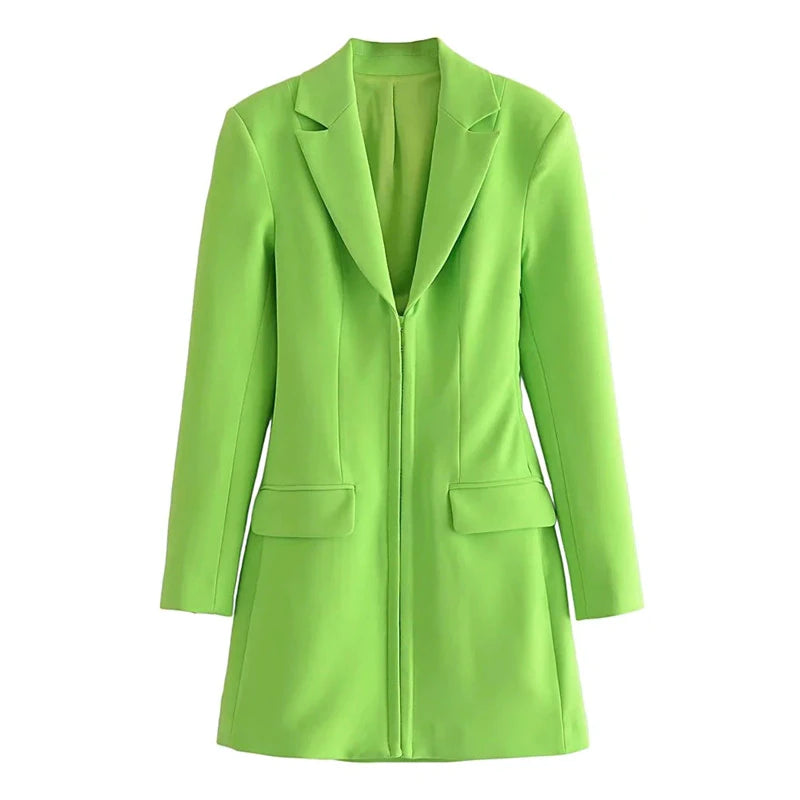 Highlighter Green Blazer Dress