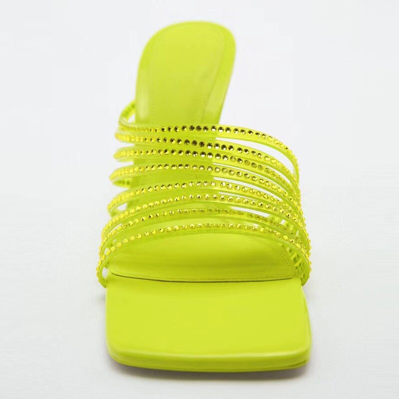 Strappy Neon Yellow Heels