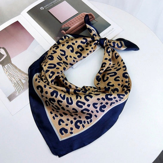 Navy Blue Animal Print Handkerchief