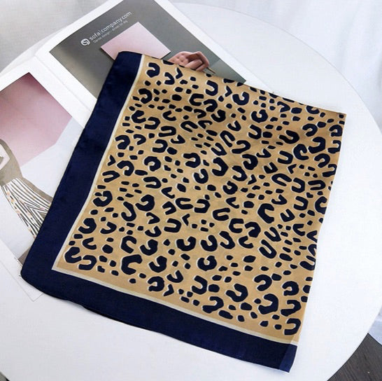 Navy Blue Animal Print Handkerchief