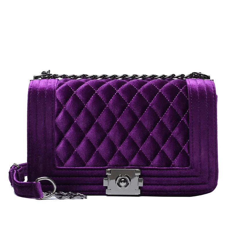 Violet Velvet Shoulder Bag